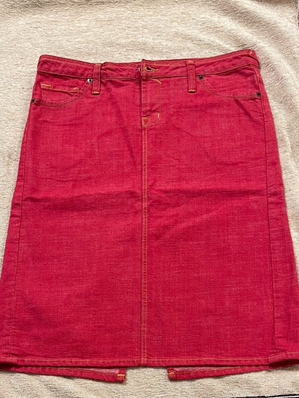 Von Dutch Originals Red Denim Midi/Pencil denim Skirt Y2K Vintage Brand: NEW